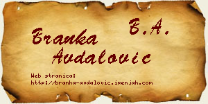 Branka Avdalović vizit kartica